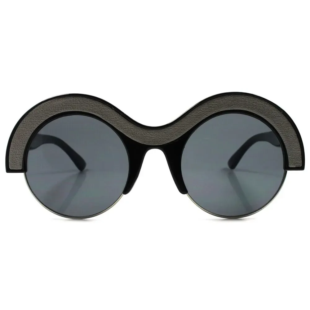 Designer Vintage Style Sexy Upscale Unique Womens Black Circle Round Sunglasses